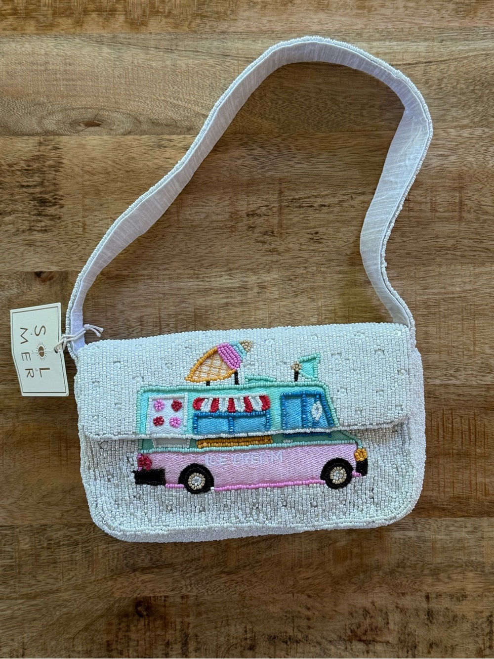 Sol and Mer Beaded Ice Cream Truck Shoulder Bag NWT